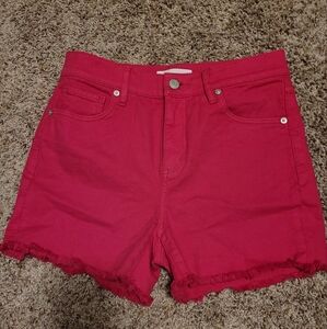 LOFT dark pink Jean Shorts Frayed Hem 26, S